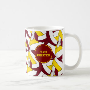 Mug équipe de volley-ball en or de maroon couleurs ent