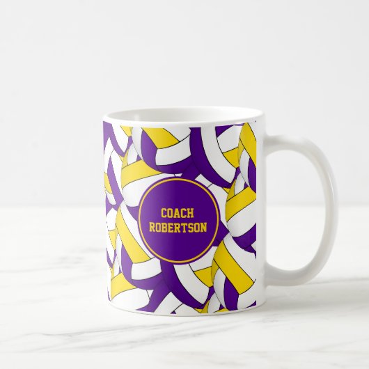 Mug équipe de volley-ball en or violet couleurs entraî (Droite)
