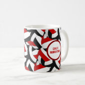 Mug équipe de volley-ball rouge noir couleurs entraîne (Devant droit)