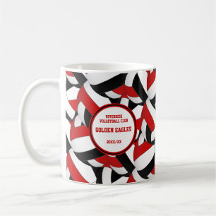 Mug équipe de volley-ball rouge noir couleurs entraîne