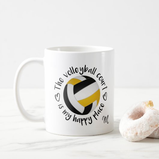 Mug équipe d'or noir couleurs volleball heureux lieu (Avec donut)