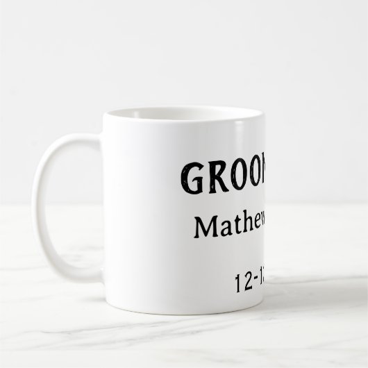Mug Équipe du marié nom du garçon d'honneur date enter (Gauche)
