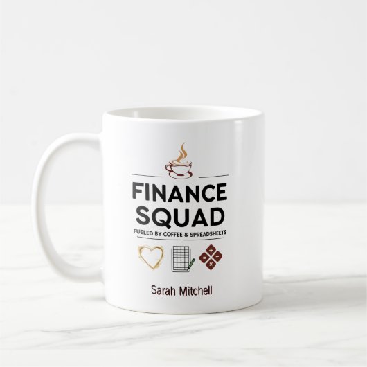 Mug Équipe Finance Café Personnalisé & Tableaux (Gauche)