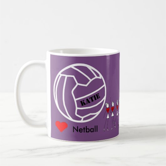 Mug Équipe personnalisée de net-ball d'amour et (Gauche)