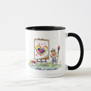 Mug Équipez tenir un pinceau et se tenir prêt un