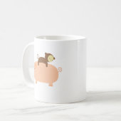 Mug Équitation de singe de bébé sur un porc (Devant gauche)