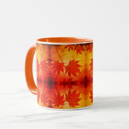 Mug Érable japonais script feuille automne (Devant gauche)