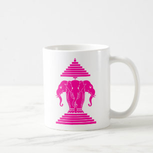 Mug Erawan rose trois éléphant en tête Lao / Laos Drap