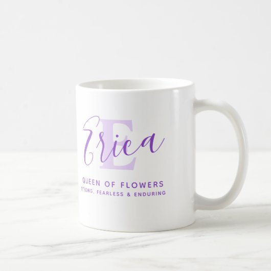 Mug Erica nom signifiant monogramme E violet (Droite)