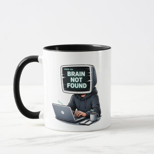 Mug Error 404 Brain Not Found Funny Design – Programme (Gauche)