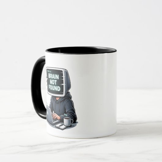 Mug Error 404 Brain Not Found Funny Design – Programme (Devant gauche)