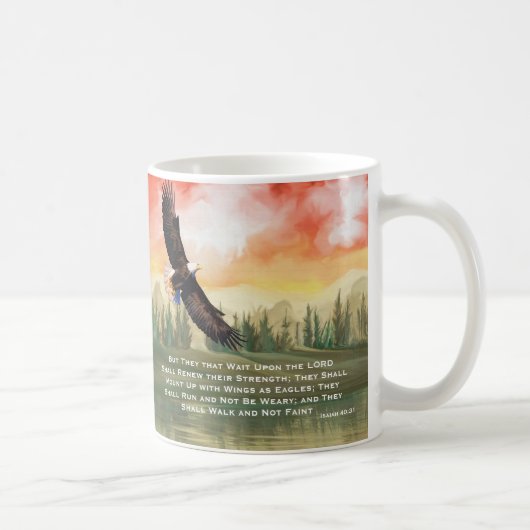 Mug Ésaïe 40:31 La Bible Verse Mont sur les ailes (Droite)