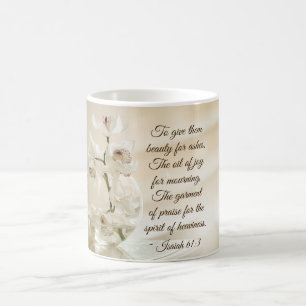 Mug Esaïe 61:3 Beauté pour les cendres, Verse de la Bi