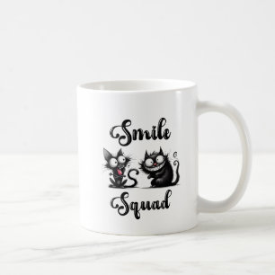 Mug Escouade souriante avec conception de chats amusan