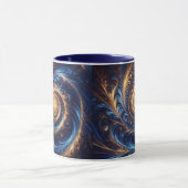 Mug Espace Abstrait moderne Royal Blue et Gold Swirls (Centre)