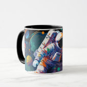 Mug Espace astronaute moderne coloré Nom personnalisé (Devant gauche)