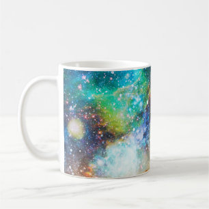 Mug Espace futuriste, arrière - plan nébuleux étoilé.