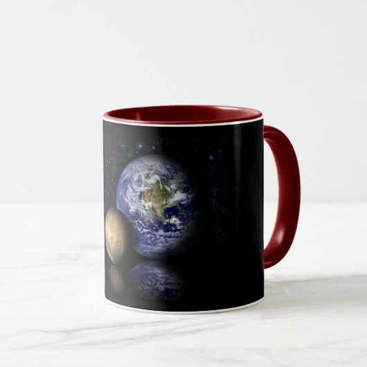 Mug Espace Noir Rouge Bleu Mars Photo Collage (Devant droit)