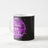 Mug Espace Planète Violet Thème Économisez Notre Date (Devant gauche)
