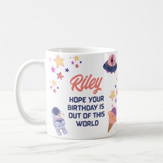 Mug Espace Rétro Thème Personnalisable Anniversaire (Gauche)
