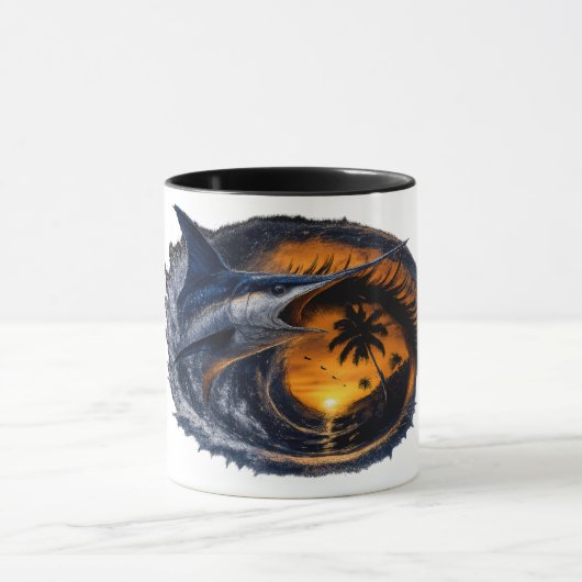Mug Espadon Sunset Wave – Art océanique tropical surré (Centre)