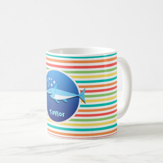 Mug Espadons ; Rayures lumineuses d'arc-en-ciel (Devant droit)