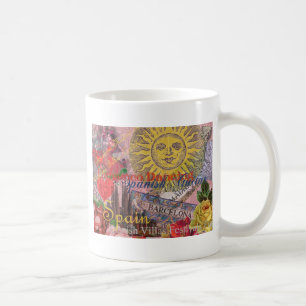 Mug Espagne Vintage Soleil Voyage Collage Rétro Europe
