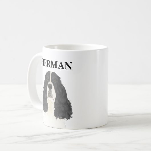 Mug Espagnol Springer anglais noir et blanc (Devant gauche)
