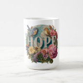 Mug Espérons la typographie florale avec les oiseaux e (Centre)