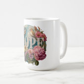 Mug Espérons la typographie florale avec les oiseaux e (Devant droit)