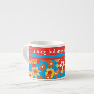 Mug Espresso Personnalisé : Fleurs Orange Ditsy