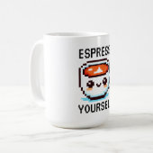Mug Espresso Yourself - Drôle Pixel Art Conception Caf (Devant gauche)
