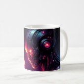 Mug Esprit de feu de phénix de robot futuriste cyberné (Devant droit)
