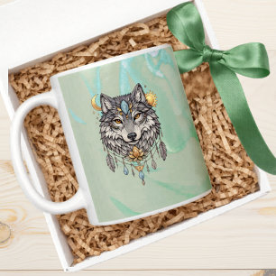 Mug Esprit de loup natif tribal Totem Boho Spirituel