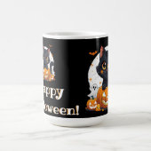 Mug Esprit effrayant d'Halloween avec un adorable chat (Centre)