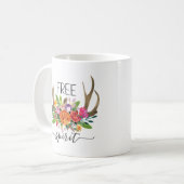 Mug Esprit Libre Moderne Boho Chic Fleurs Andouillers (Devant gauche)
