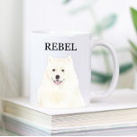 Mug Esquimau américain personnalisé Samoyé Chien<br><div class="desc">Je suis amoureux de cette merveilleuse aquarelle illustration détaillée d'un chien eskimo américain ou samoyé! Personnalisez ces tasses en céramique avec votre nom ou monogramme et changez même la couleur de la poignée pour compléter votre décor ! Modifiez les polices en sélectionnant l'option "modifier à l'aide de l'outil de conception"...</div>