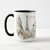 Mug Esquisse d'aquarelle de Paris avec Café pour femme (Gauche)