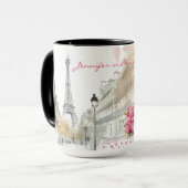 Mug Esquisse d'aquarelle de Paris avec Café pour femme (Devant gauche)