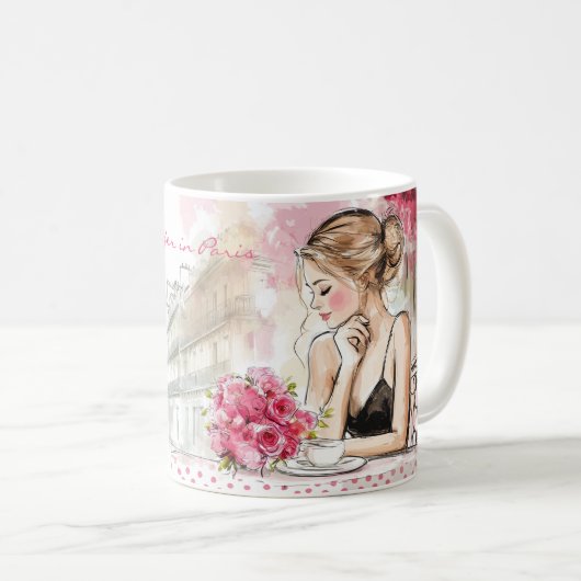 Mug Esquisse d'aquarelle de Paris avec Café pour femme (Devant droit)
