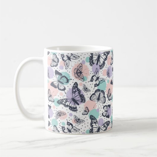 Mug Esquisses colorées de papillons Pastel (Gauche)