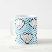 Mug Esquisses de coquillage Motifs de vague blanc et b (Devant gauche)