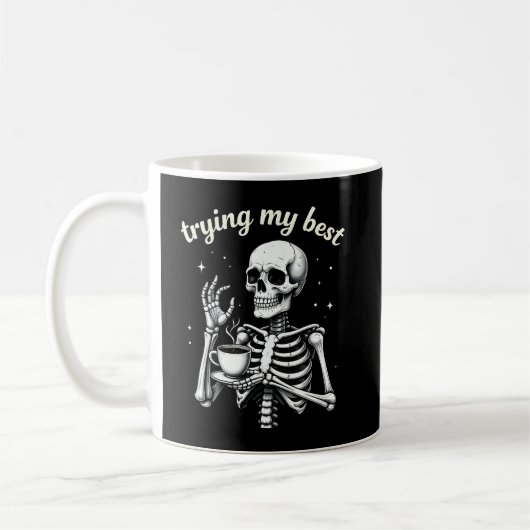 Mug Essayer Mon Meilleur Drôle Squelette Café Hallowee (Gauche)
