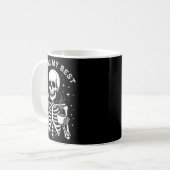 Mug Essayer Mon Squelette Drôle Buvant du Café Hallowe (Devant gauche)