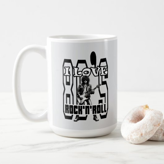 Mug Estampa Rock - I Love 80s Rock’n’Roll – Caneca (Avec donut)