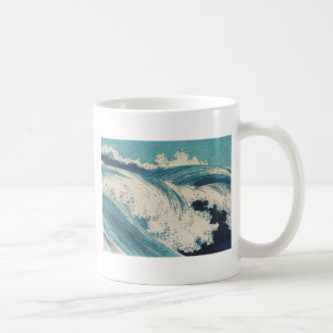 Mug Estampe antique japonaise sur bois Vagues bleues d
