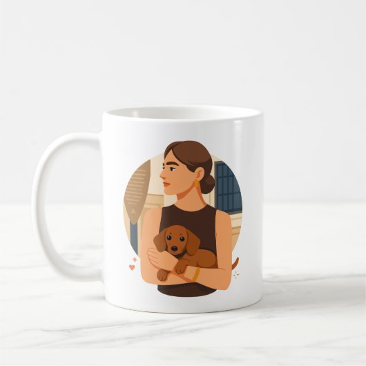 Mug Esthétique moderne de maman de chien avec un chiot (Gauche)