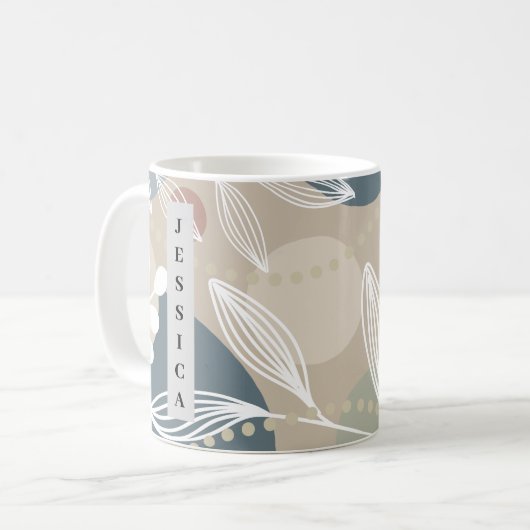 Mug Esthétique Pastel Vert foncé Leaf (Devant gauche)
