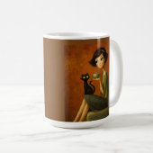 Mug Esthétique Rétro Cosy Matin Chat Noir (Devant droit)