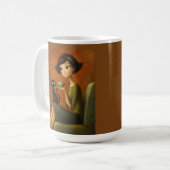 Mug Esthétique Rétro Cosy Matin Chat Noir (Devant gauche)
